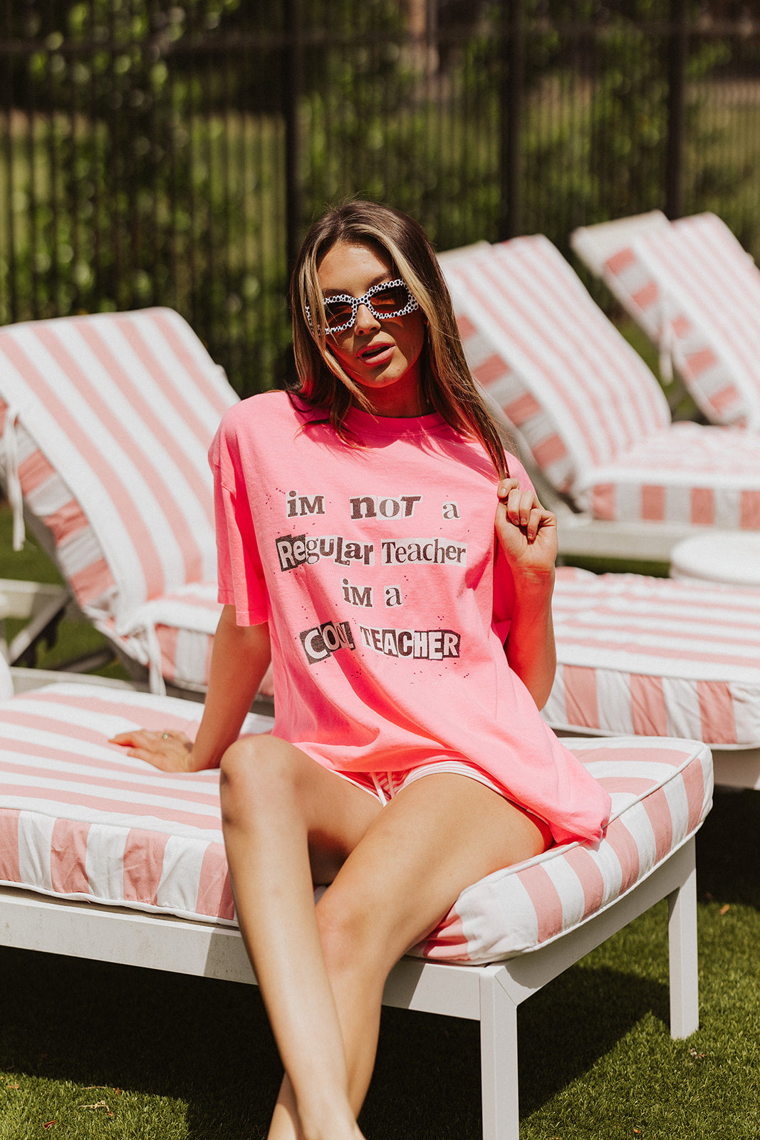 I'm Not a Regular Teacher, I'm a Cool Teacher T-Shirt in Hot Pink
