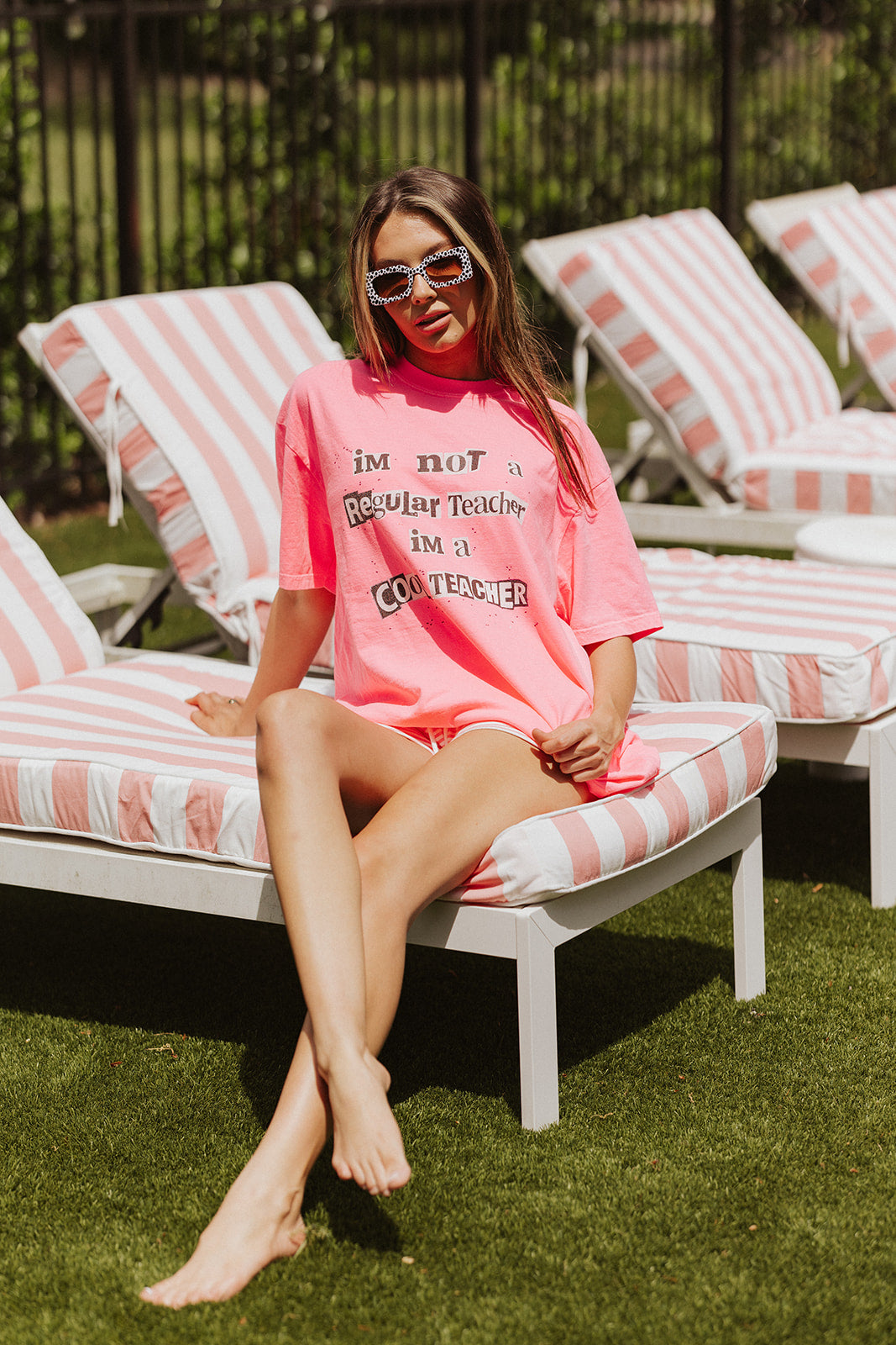 I'm Not a Regular Teacher, I'm a Cool Teacher T-Shirt in Hot Pink