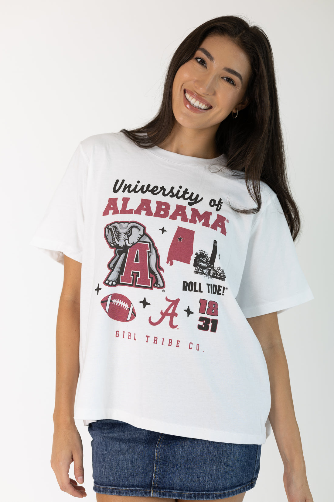University of Alabama Campus Vintage Collage Boxy Crop Tee