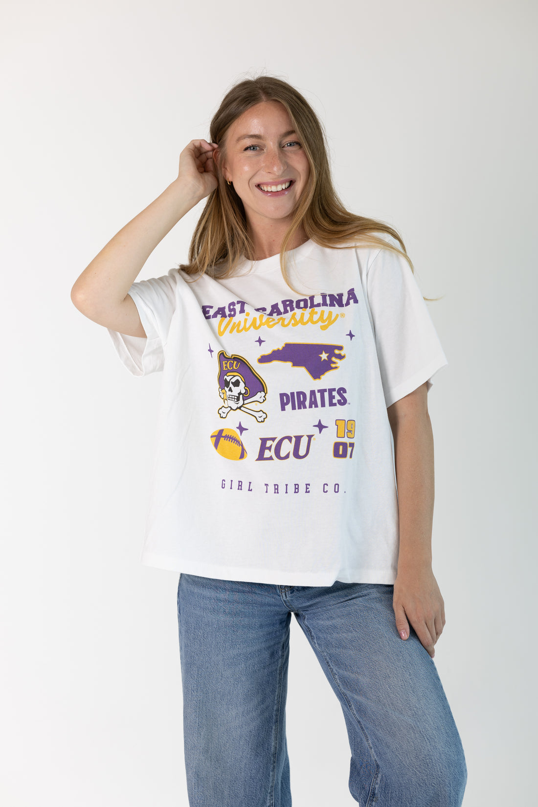 East Carolina University Campus Collage Boxy Crop Tee