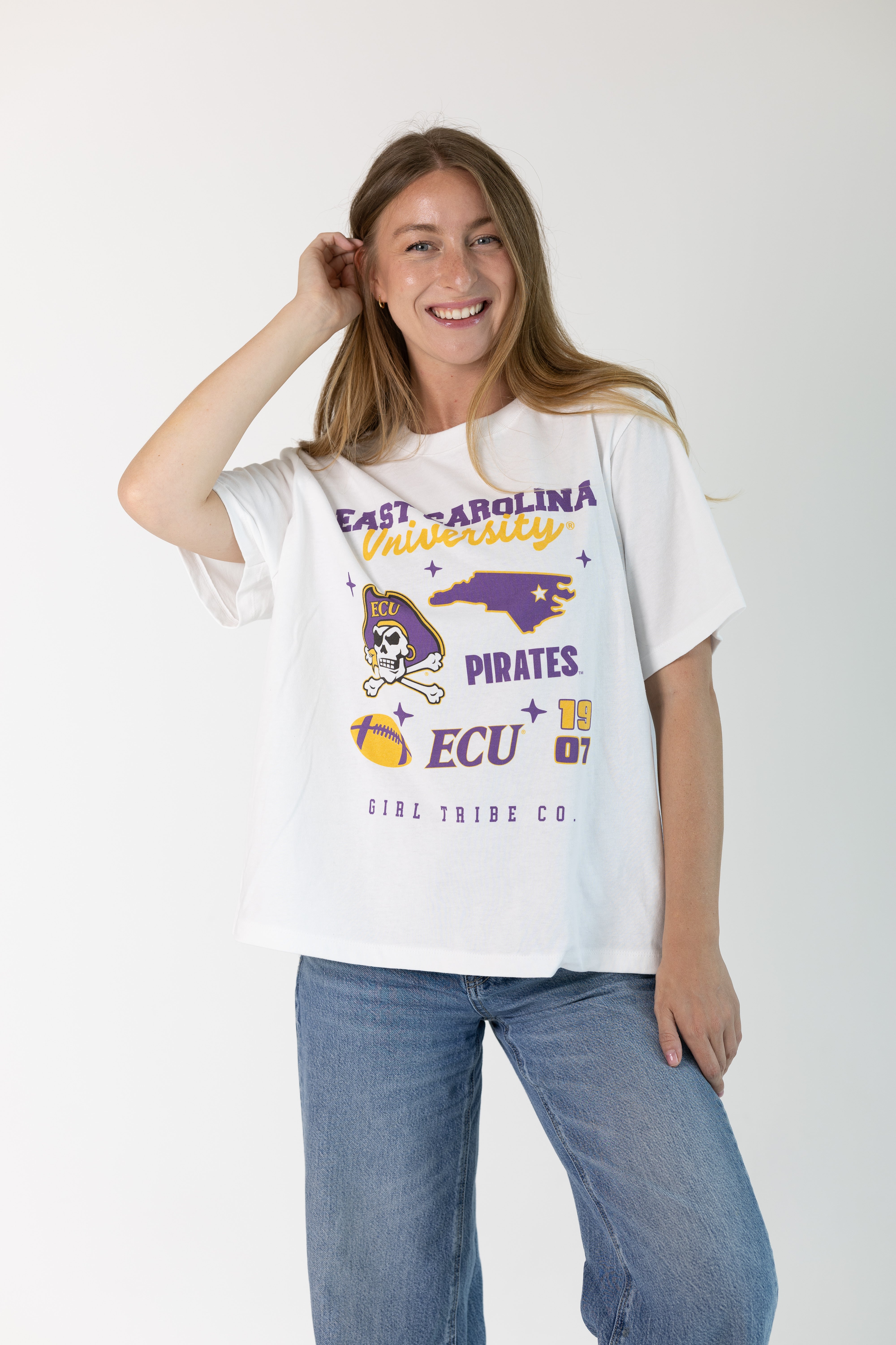 East Carolina University Campus Collage Boxy Crop Tee