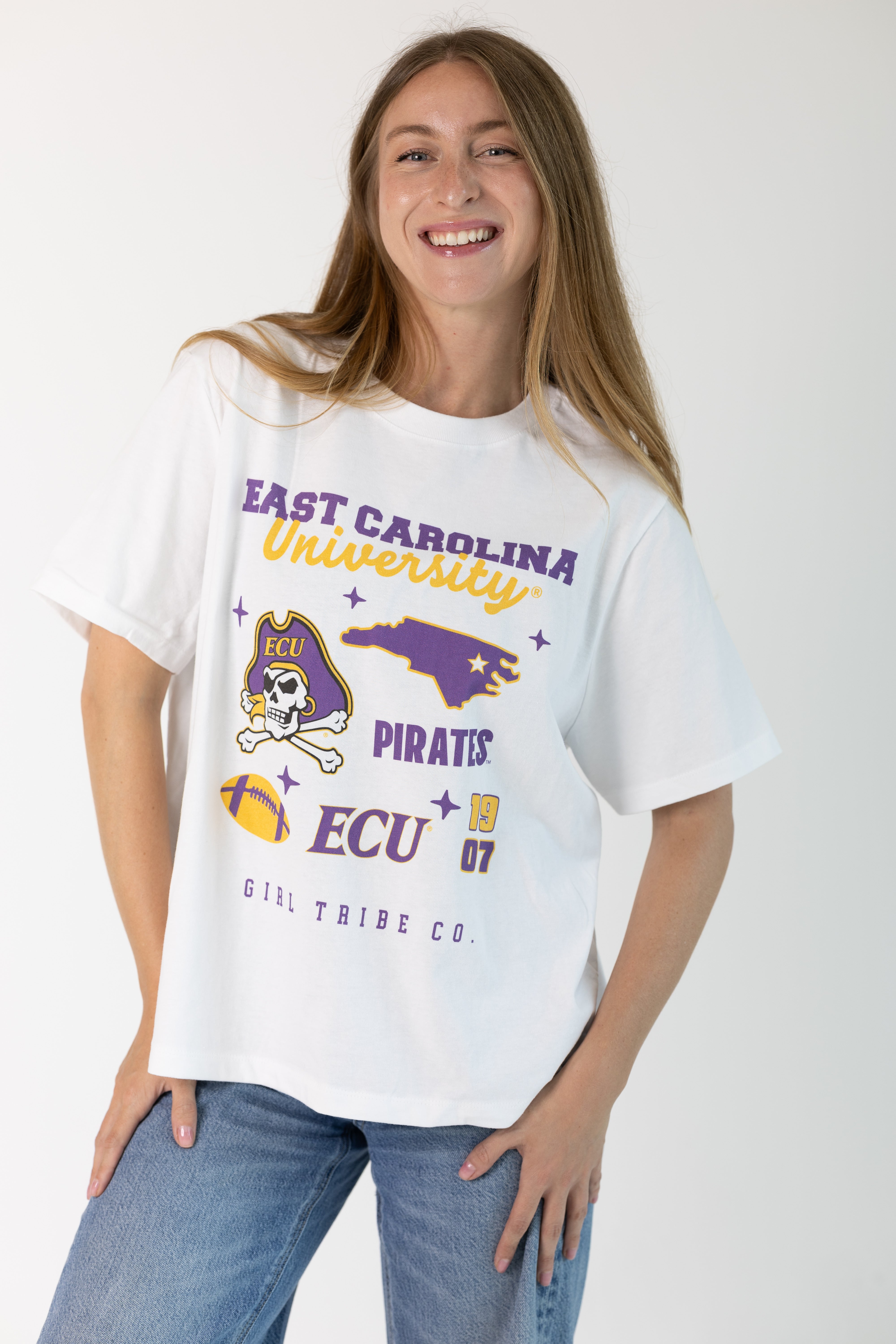 East Carolina University Campus Collage Boxy Crop Tee