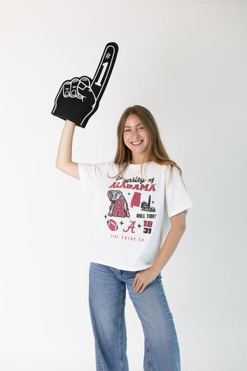 University of Alabama Campus Vintage Collage Boxy Crop Tee