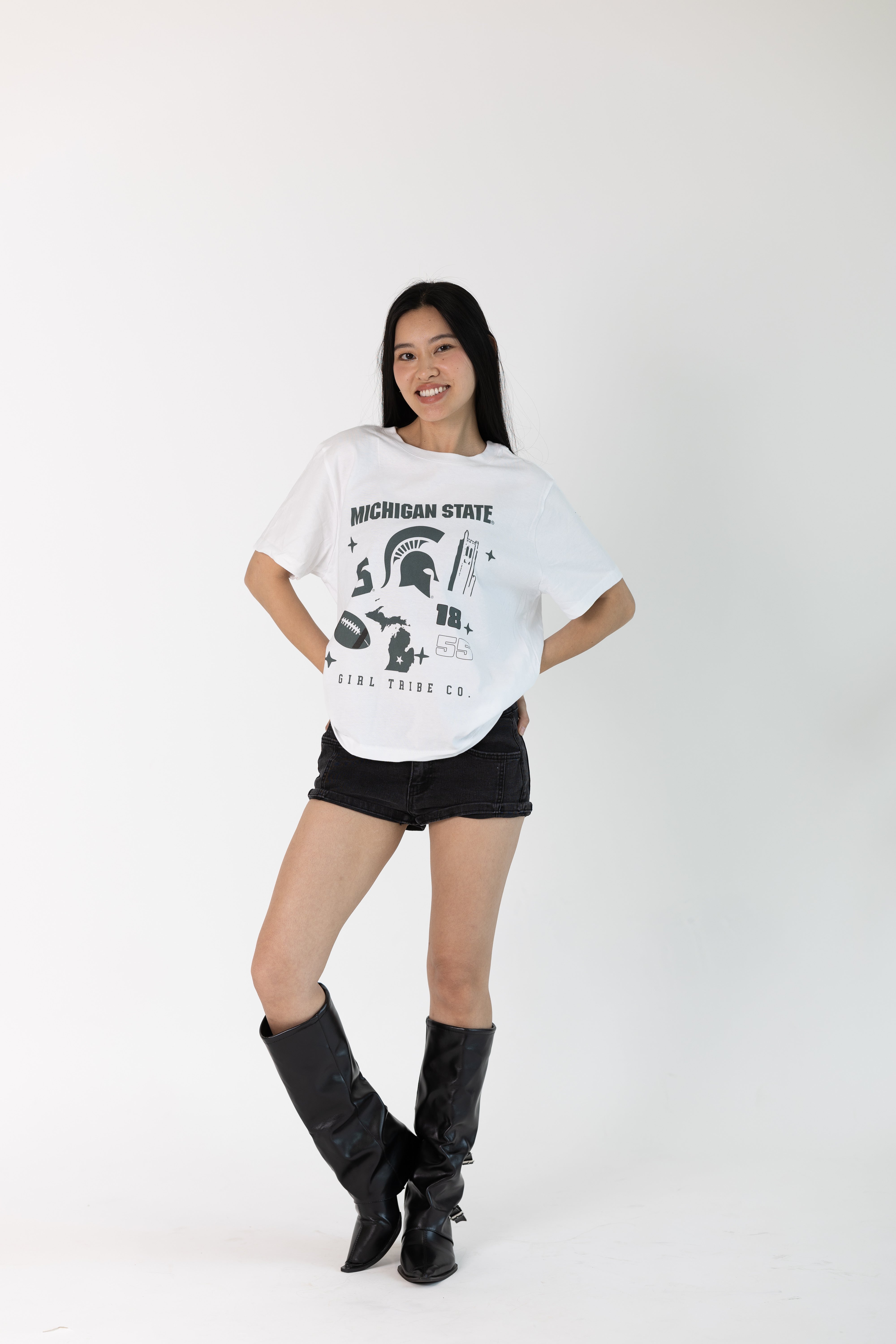 Michigan State University Campus Collage Boxy Crop Tee