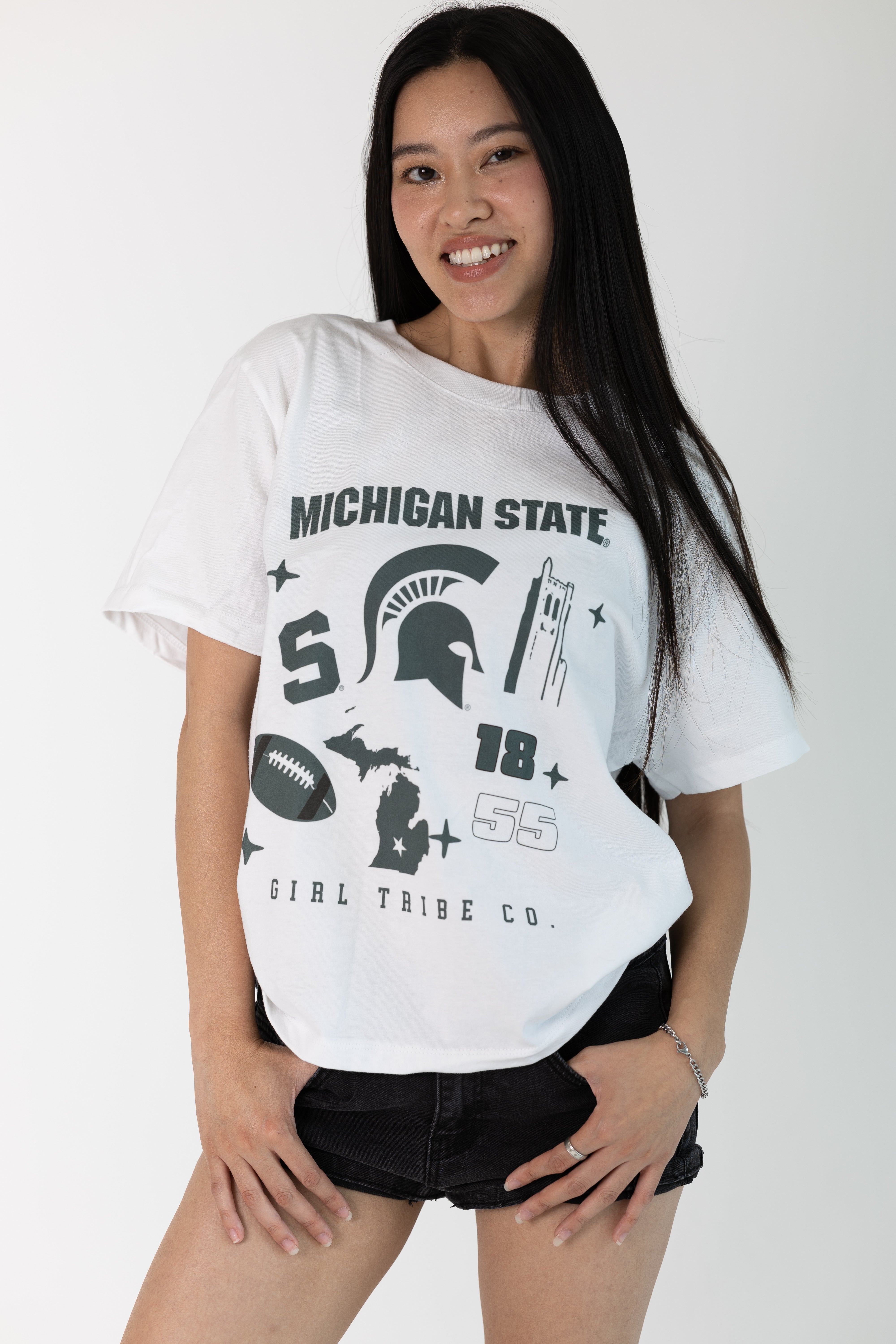 Michigan State University Campus Collage Boxy Crop Tee