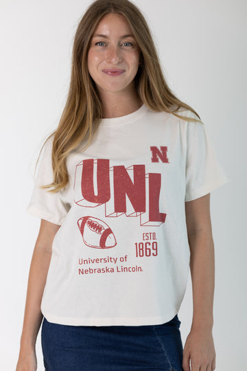 University of Nebraska Vintage Womens Letter Tee
