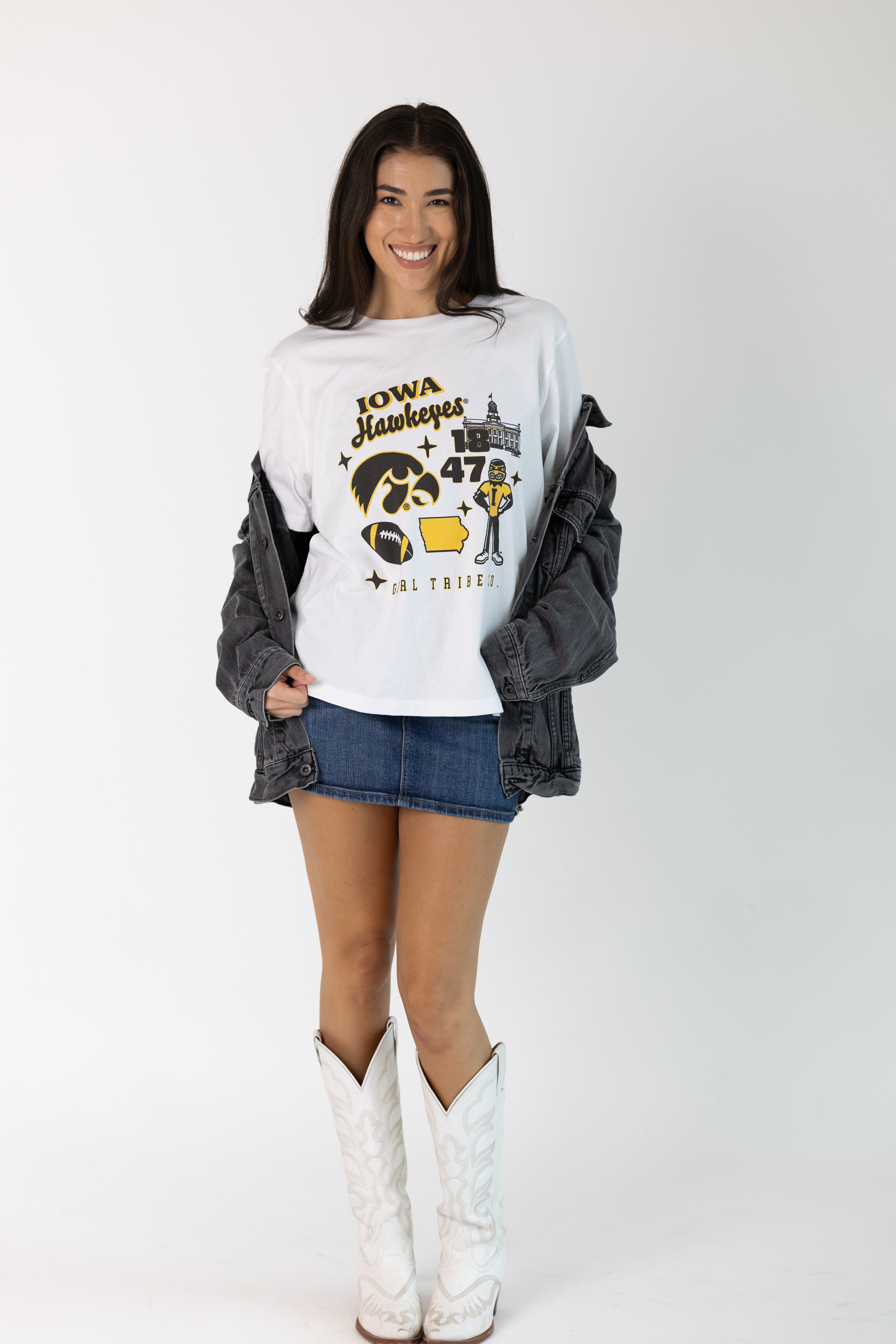 University of Iowa Campus Collage Boxy Crop Tee
