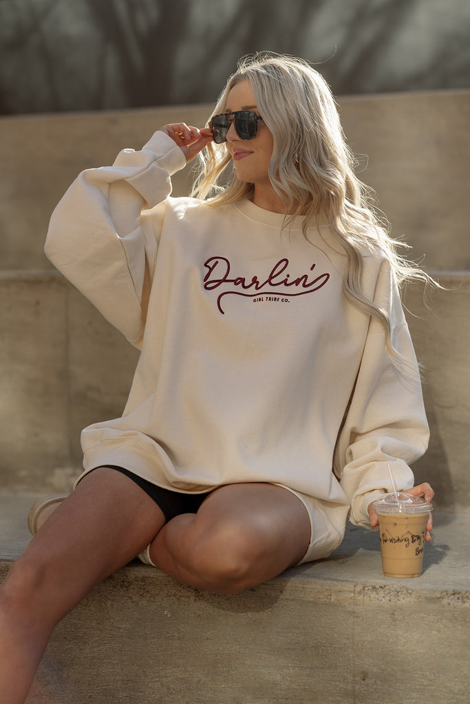 Darlin' Embroidered Sweatshirt - Girl Tribe Co. Besties Collection 