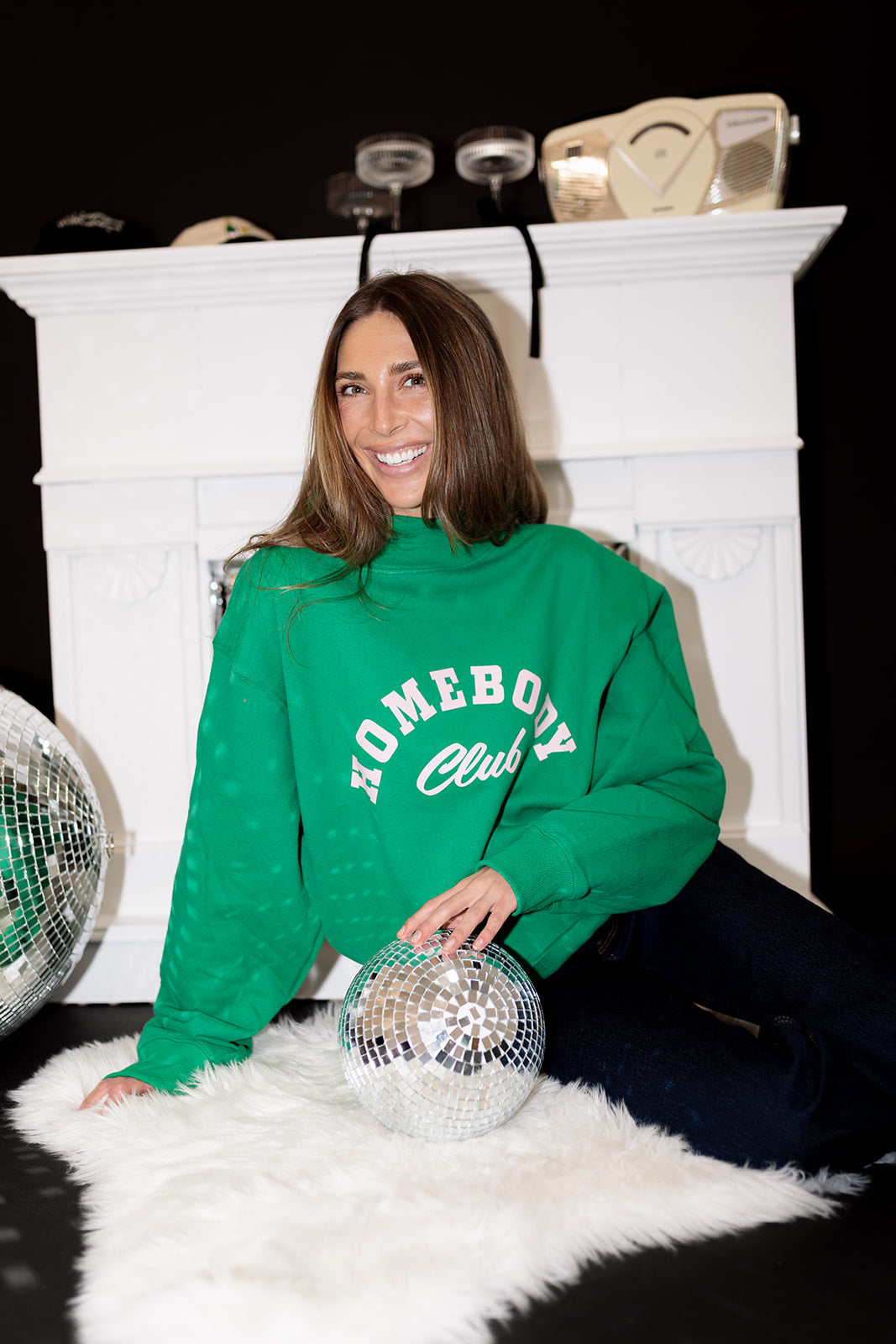 Homebody Mock Neck Sweatshirt in Kelly Green