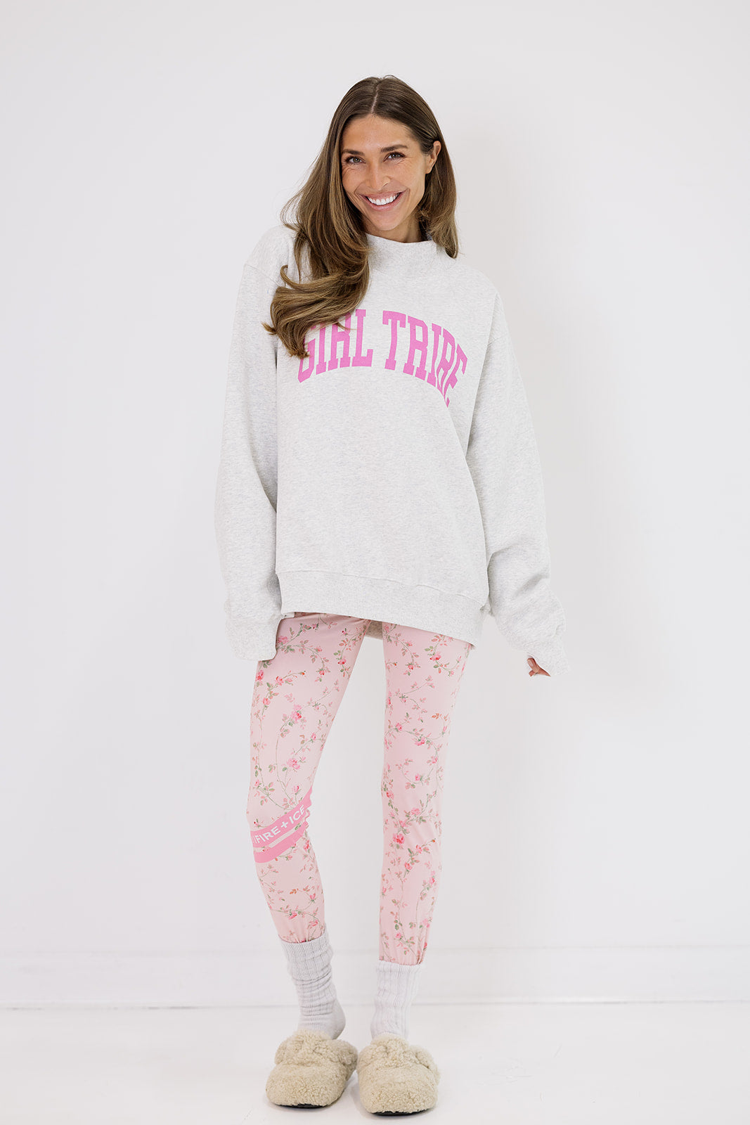 Pink Print Girl Tribe Mock Neck Sweatshirt