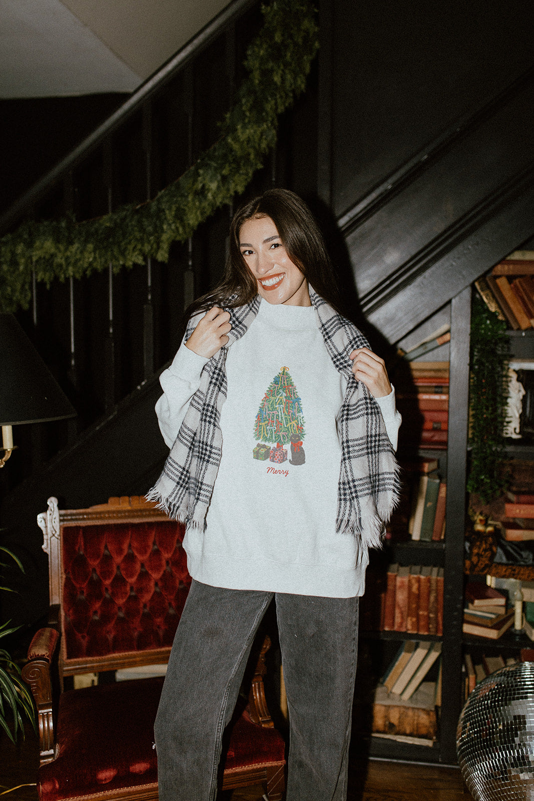 Merry Tree Mock Neck
