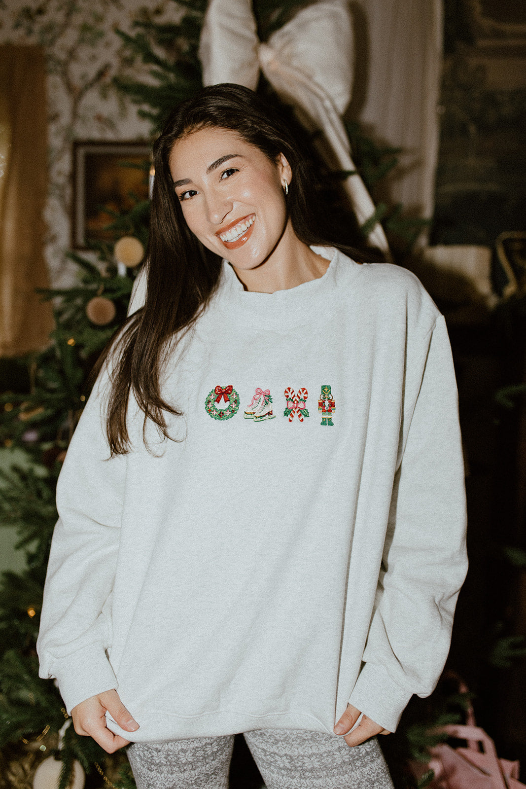 Christmas Needlepoint Mock Neck