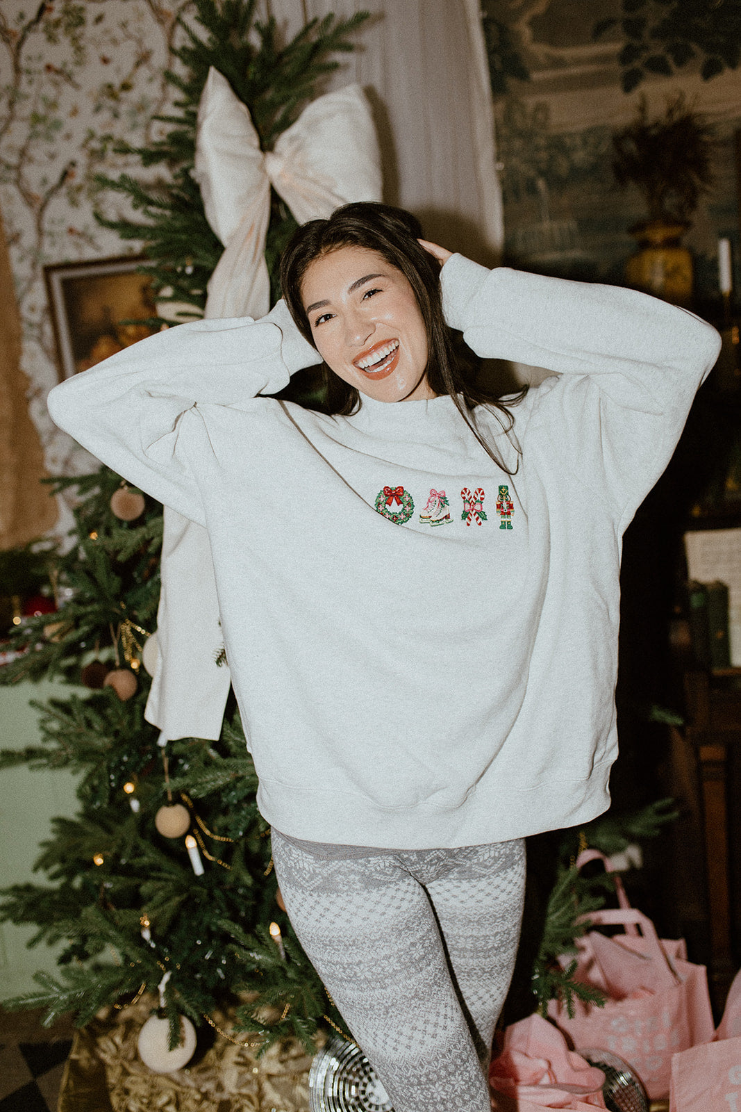 Christmas Needlepoint Mock Neck