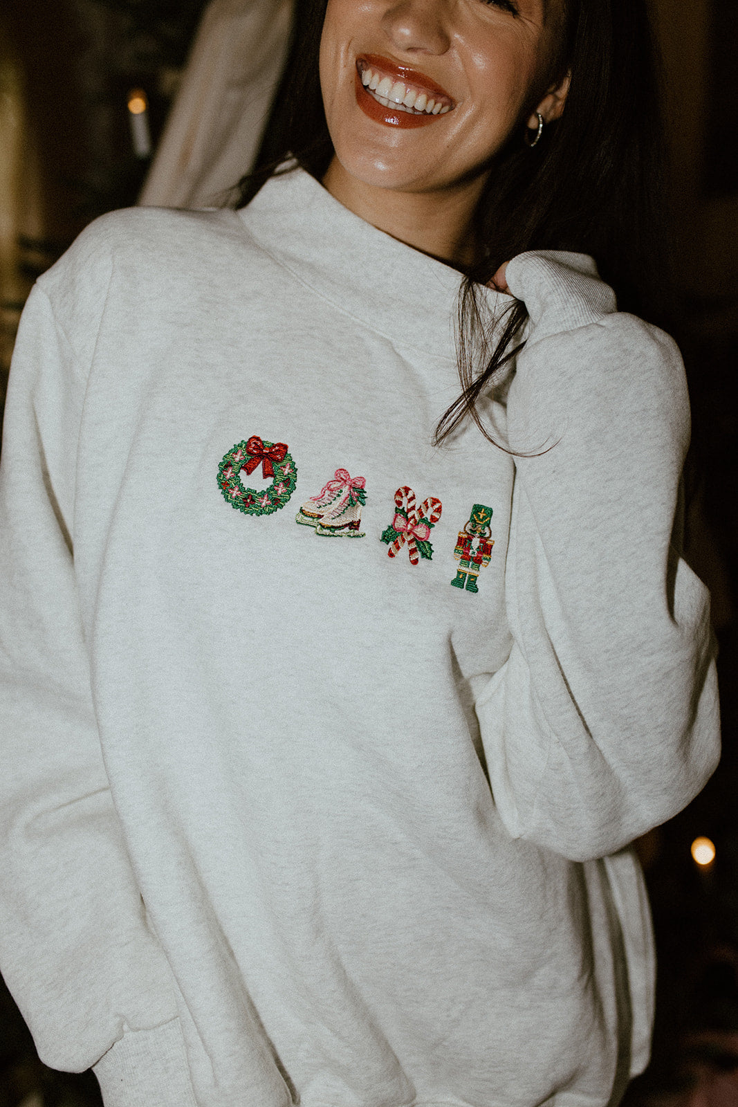 Christmas Needlepoint Mock Neck