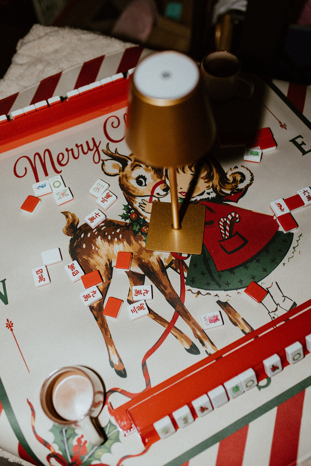 Vintage Christmas Holiday Mahjong Mat