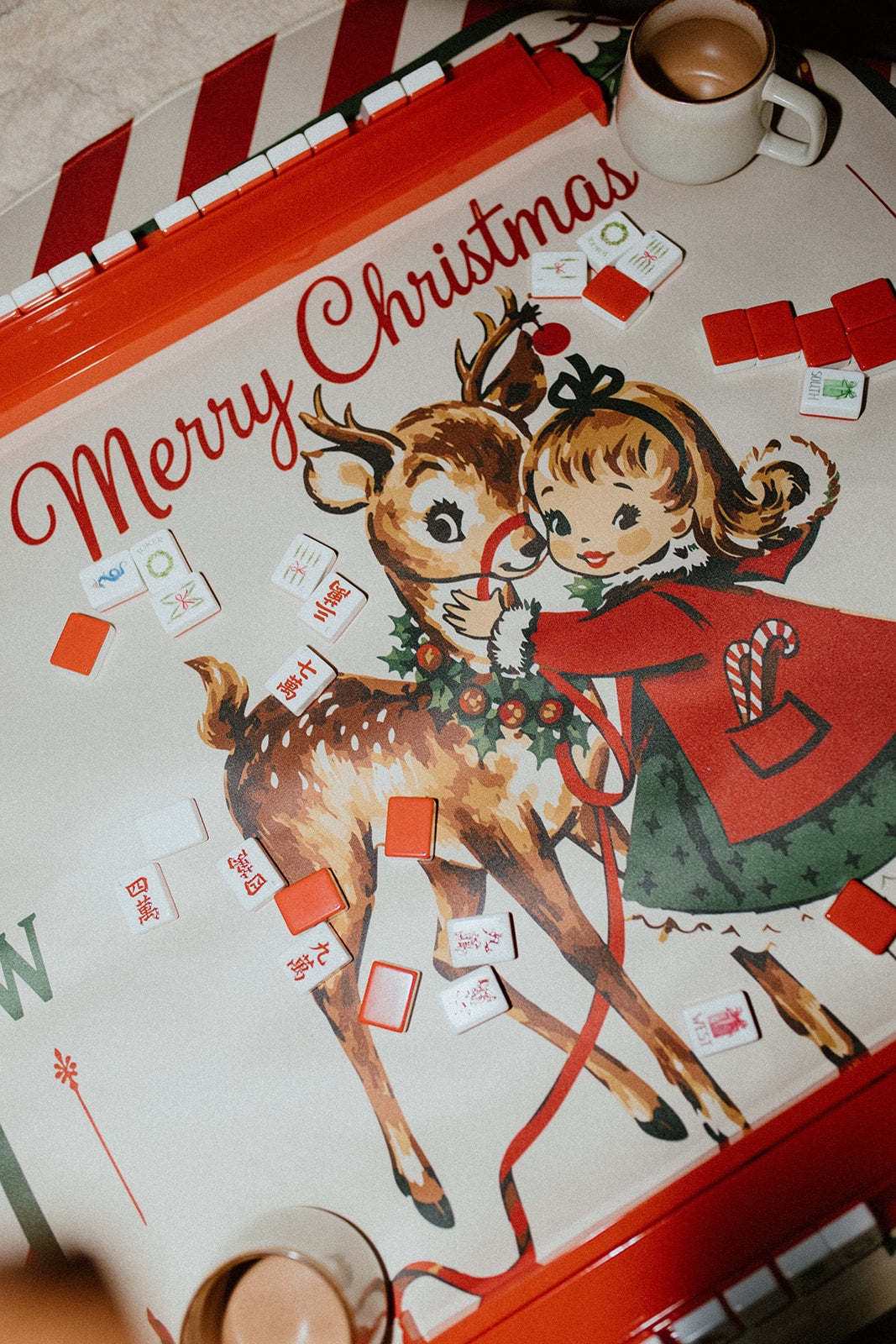 Vintage Christmas Holiday Mahjong Mat