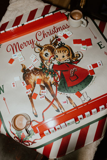 Vintage Christmas Holiday Mahjong Mat