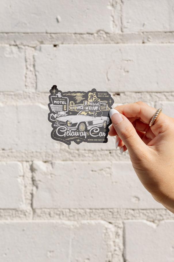 Getaway Car Motel Sticker