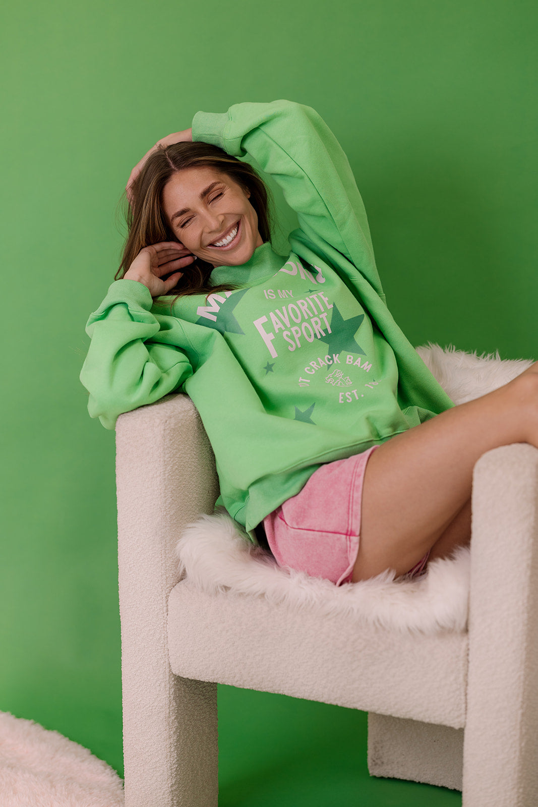 Mahjong is My Favorite Sport Mock Neck in Spring Green