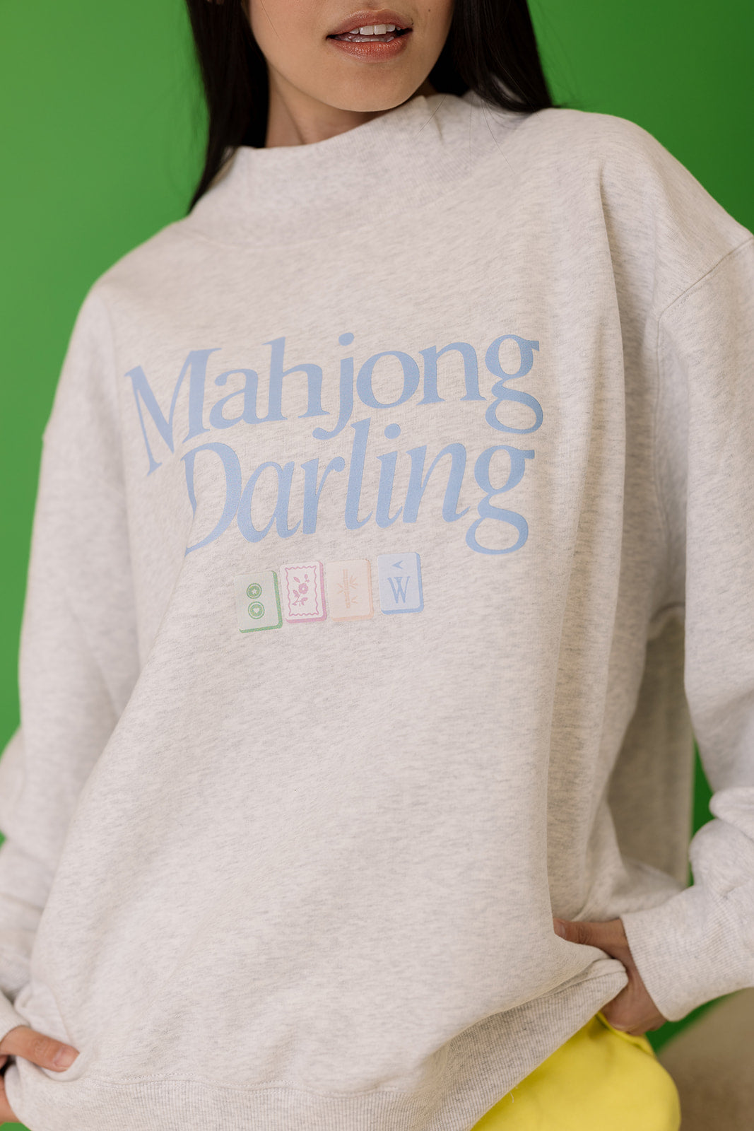 Mahjong Darling Mock Neck in Ash Gray