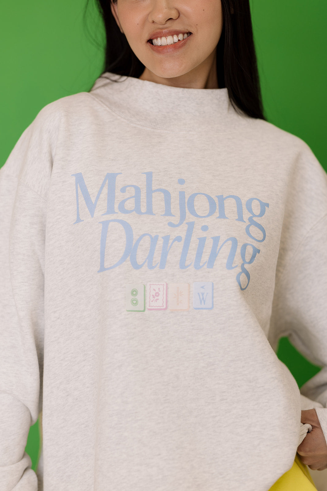 Mahjong Darling Mock Neck in Ash Gray