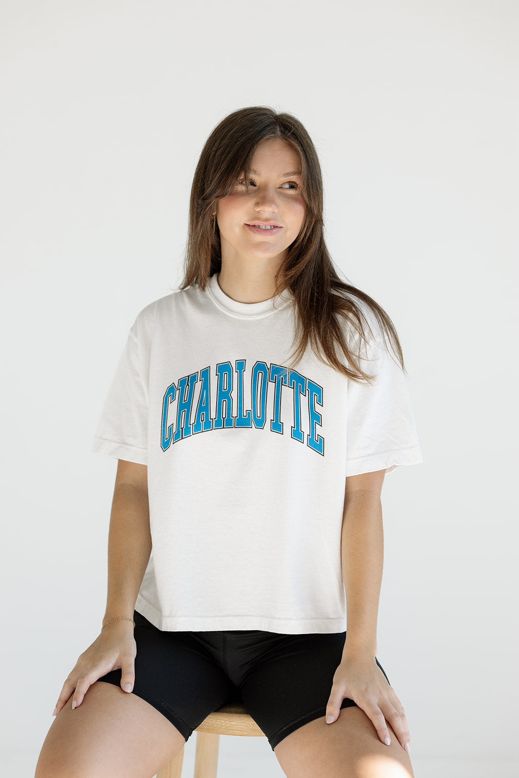 Charlotte Block Cropped Tee in White