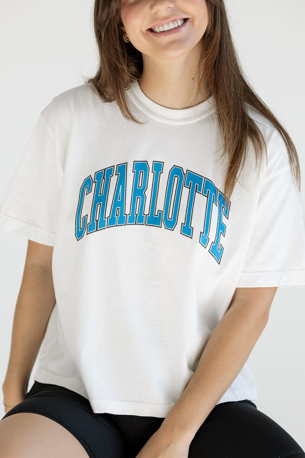 Charlotte Block Cropped Tee in White