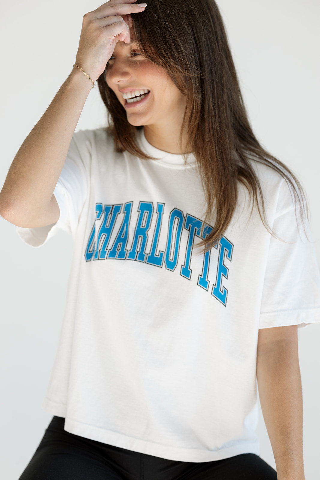 Charlotte Block Cropped Tee in White