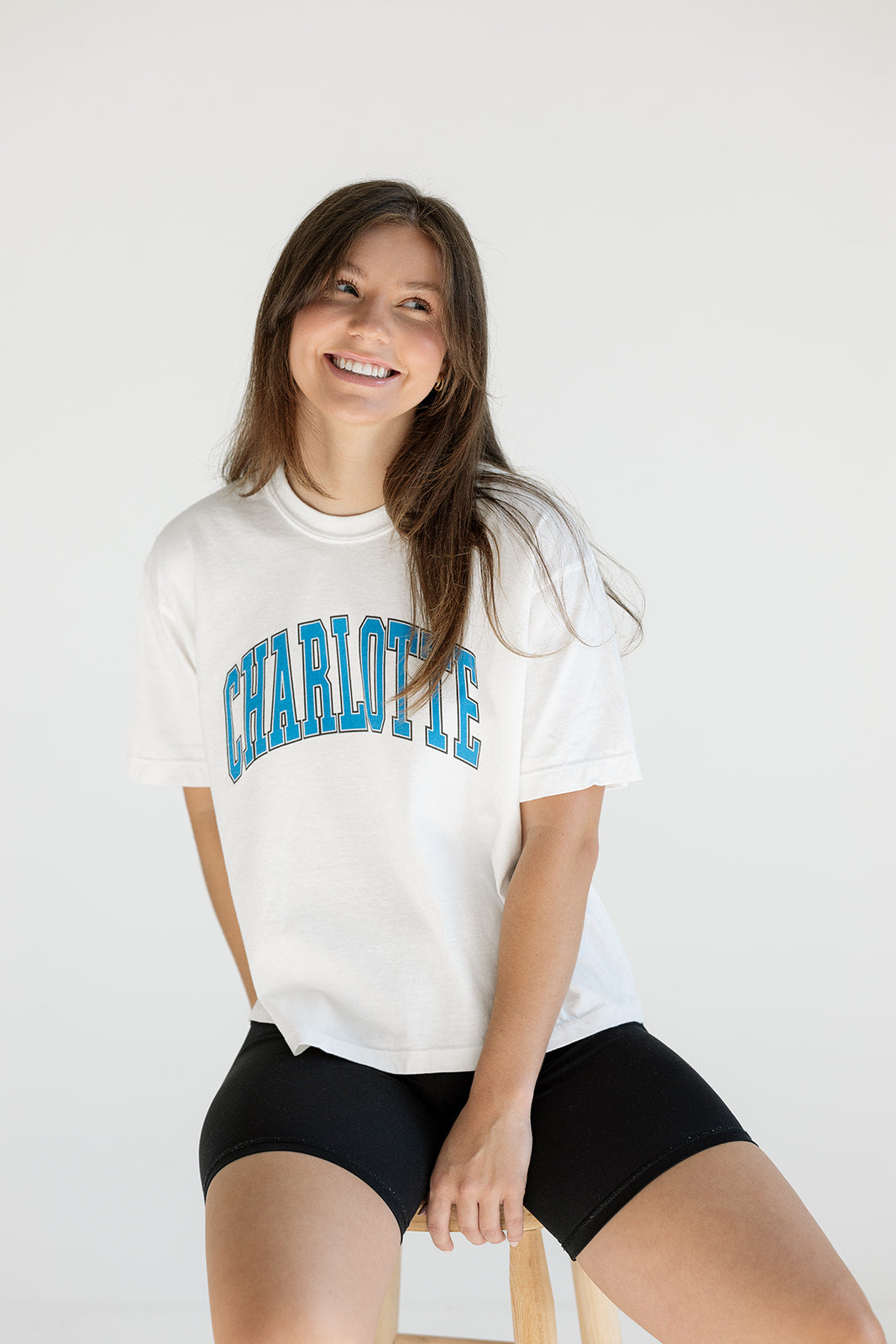 Charlotte Block Cropped Tee in White