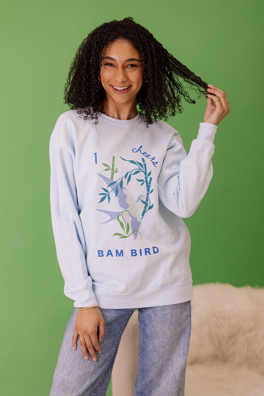 Bird Bam Mahjong Sweatshirt in Spring Blue
