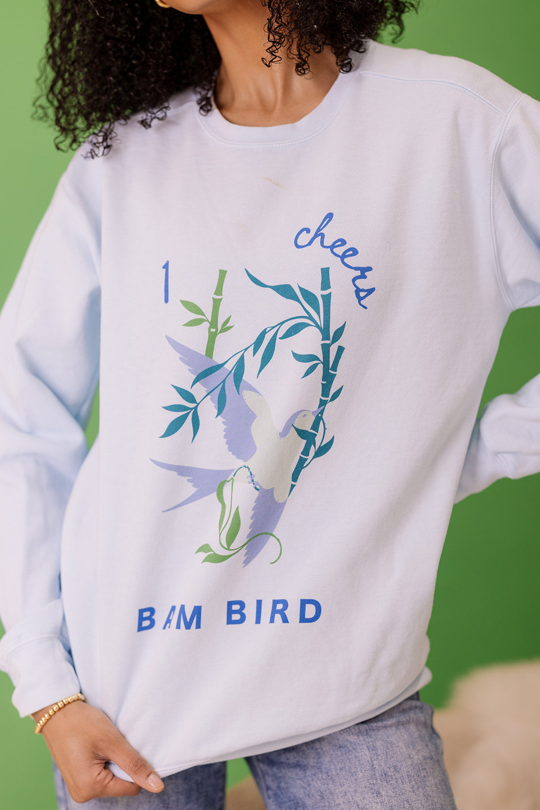 Bird Bam Mahjong Sweatshirt in Spring Blue