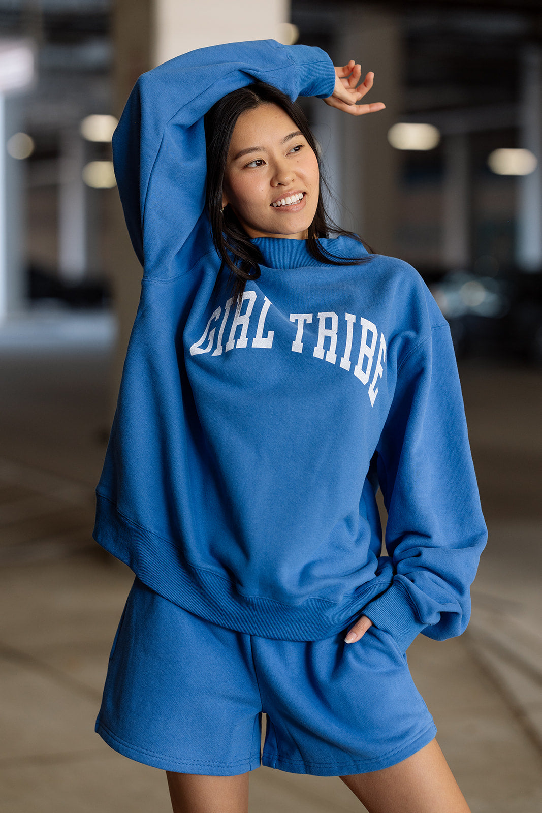 Girl Tribe Mock Neck Sweatshirt in Royal Blue