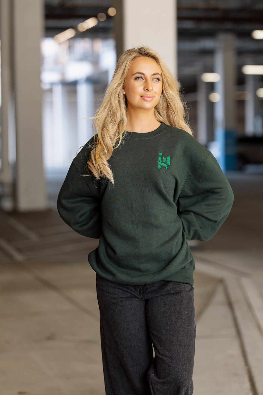 Girl Tribe Logo Sweatshirt in Hunter Green