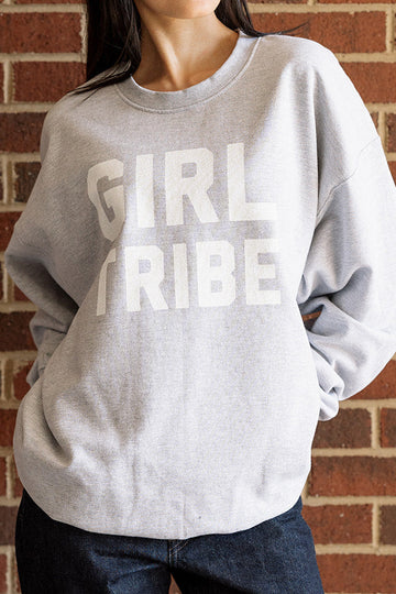 Girl Tribe™ College Crewneck Sweatshirt in Gray