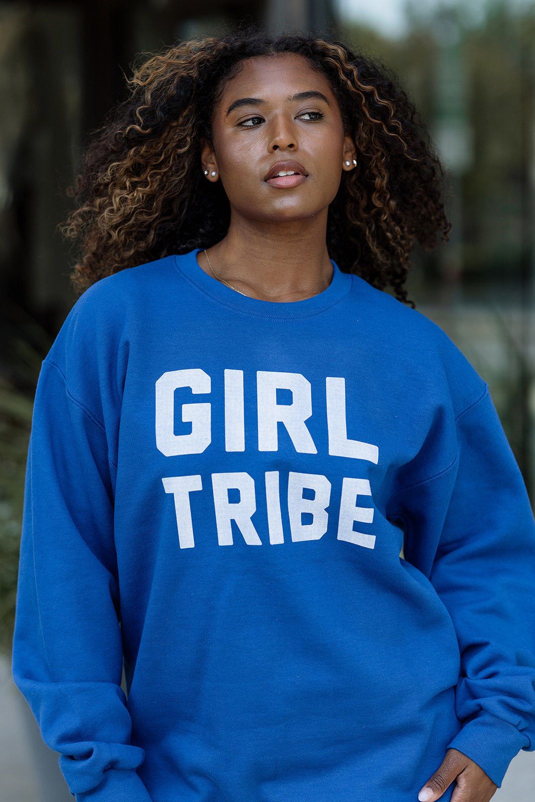 Girl Tribe™ College Crewneck Sweatshirt in Royal Blue