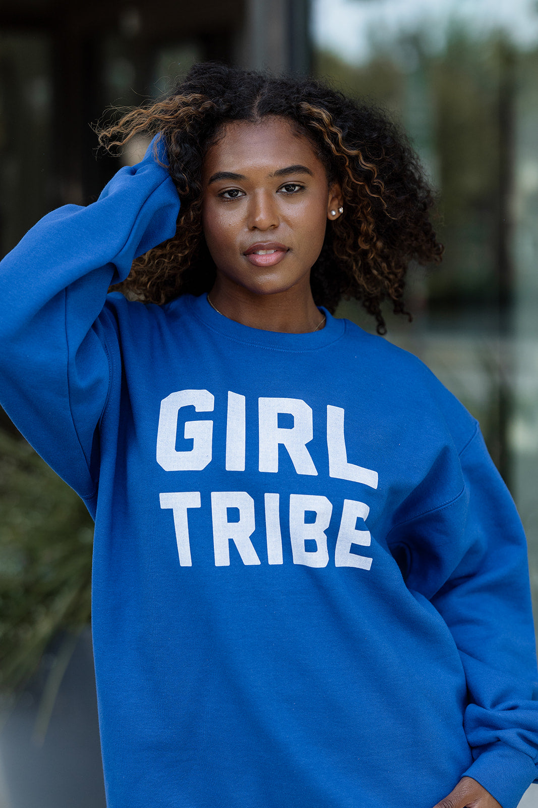 Girl Tribe™ College Crewneck Sweatshirt in Royal Blue