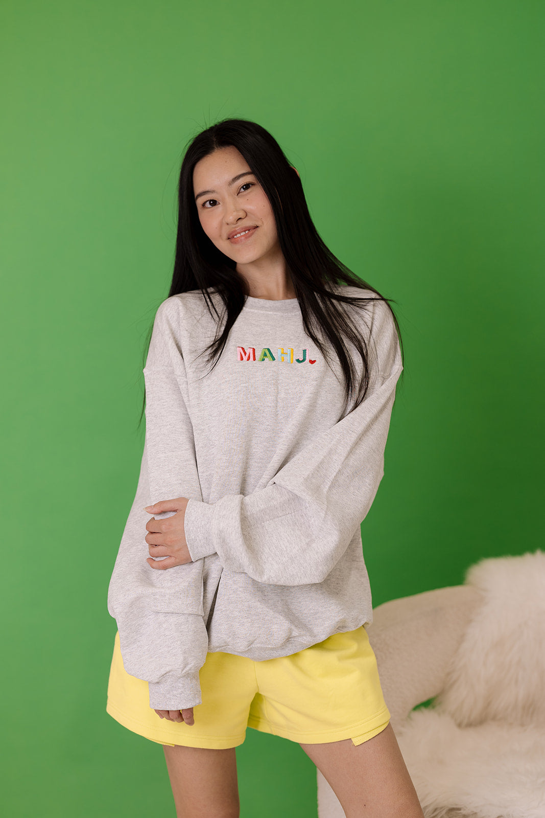 Mahjong Colorful MAHJ Embroidered Crew Neck