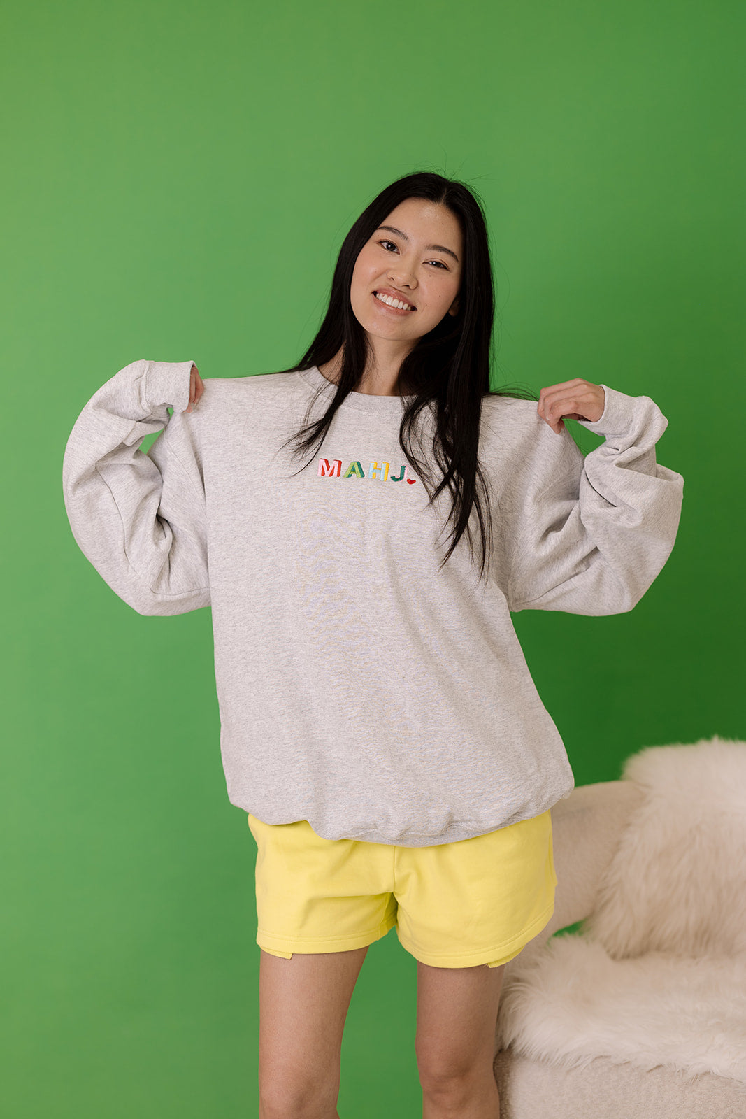 Mahjong Colorful MAHJ Embroidered Crew Neck