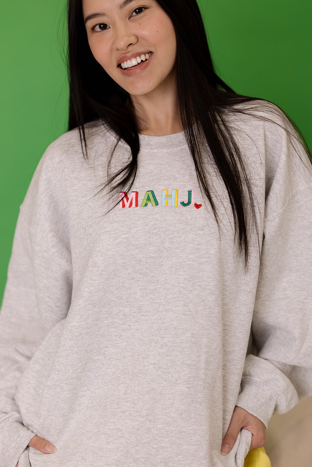 Mahjong Colorful MAHJ Embroidered Crew Neck