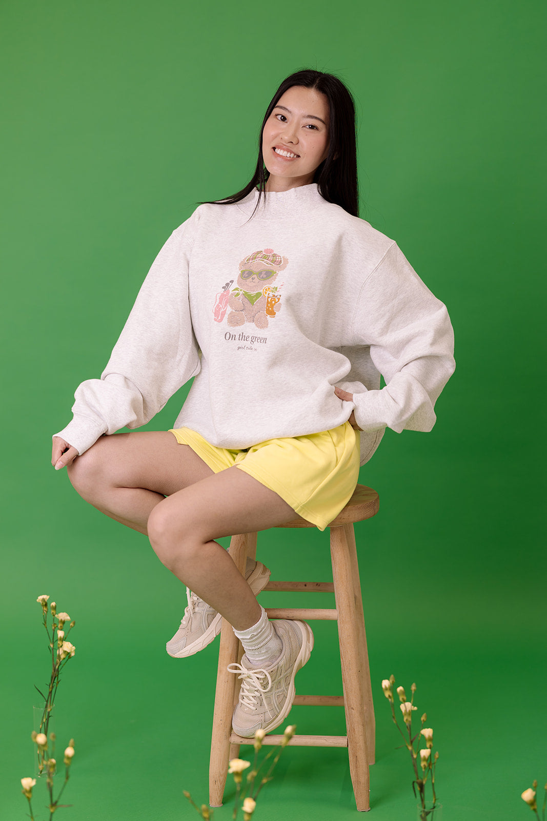 Golfer Bear Mock Neck in Ash