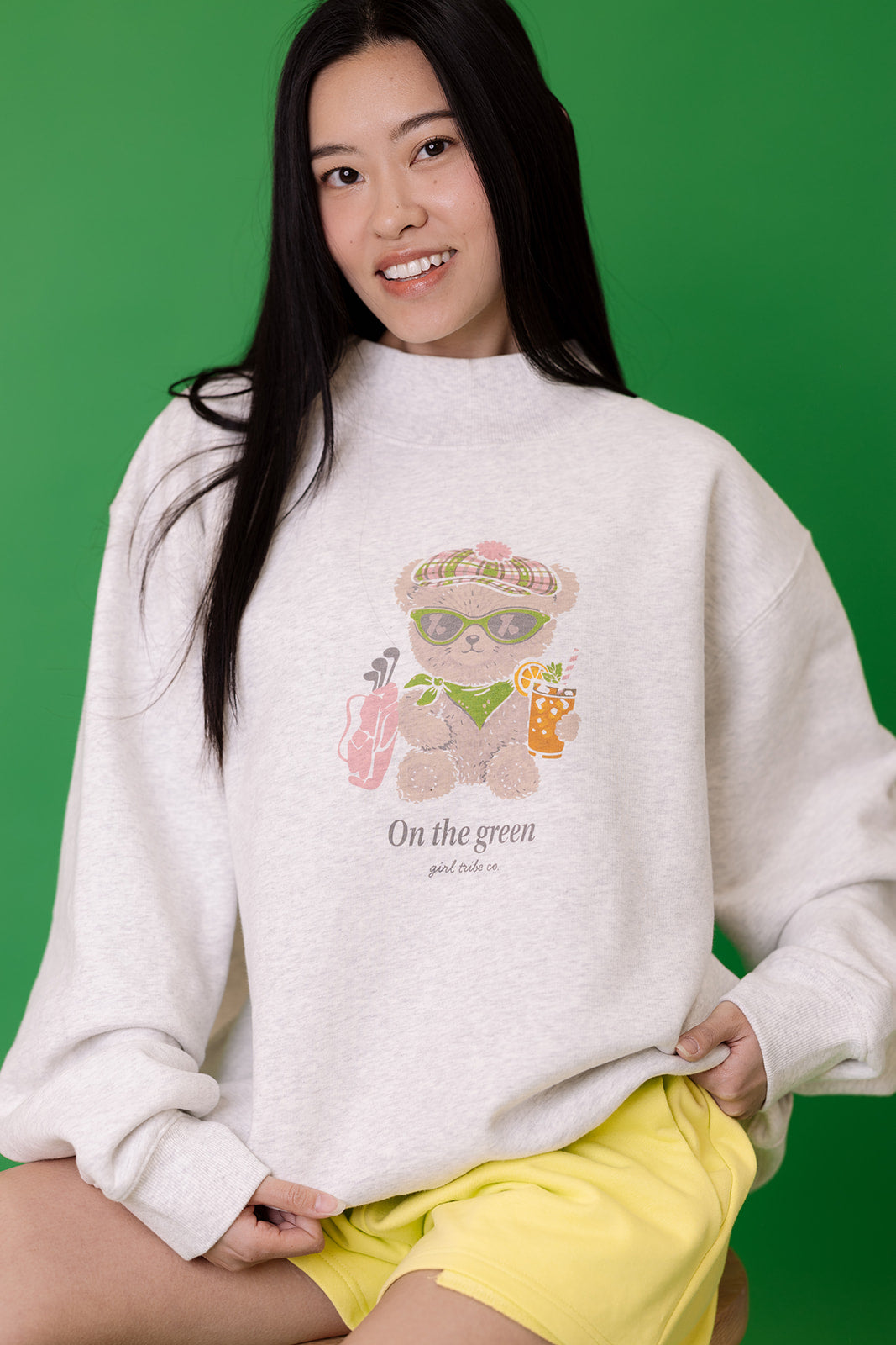 Golfer Bear Mock Neck in Ash