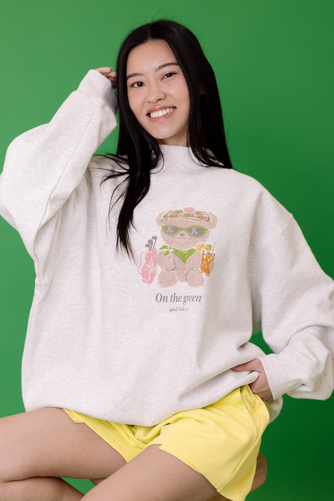 Golfer Bear Mock Neck in Ash