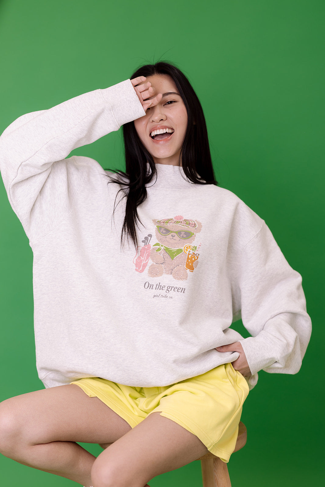 Golfer Bear Mock Neck in Ash