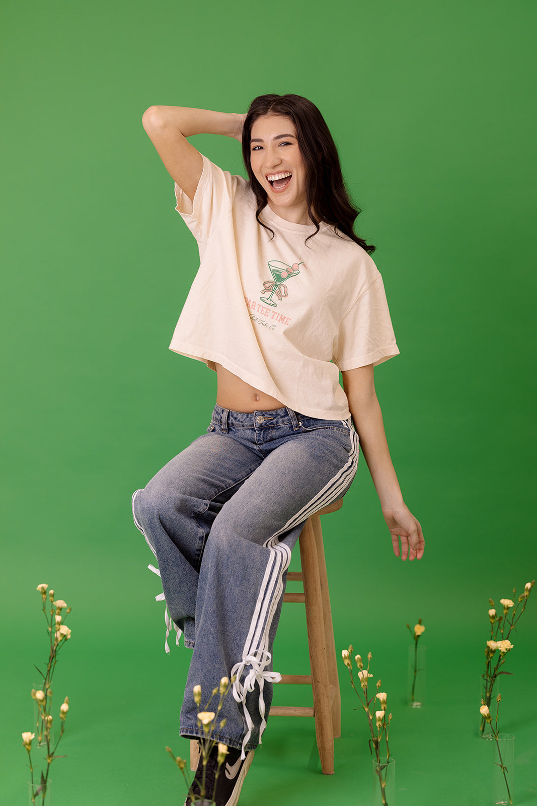 Par Tee Time Crop T-Shirt in Ivory