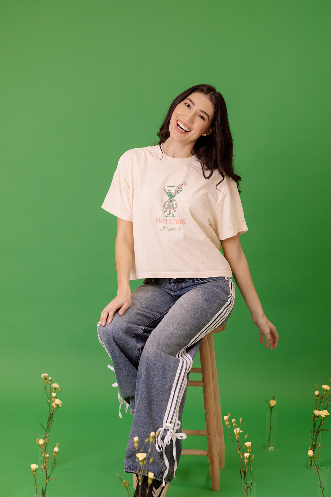 Par Tee Time Crop T-Shirt in Ivory
