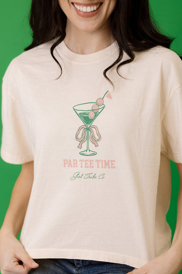 Par Tee Time Crop T-Shirt in Ivory