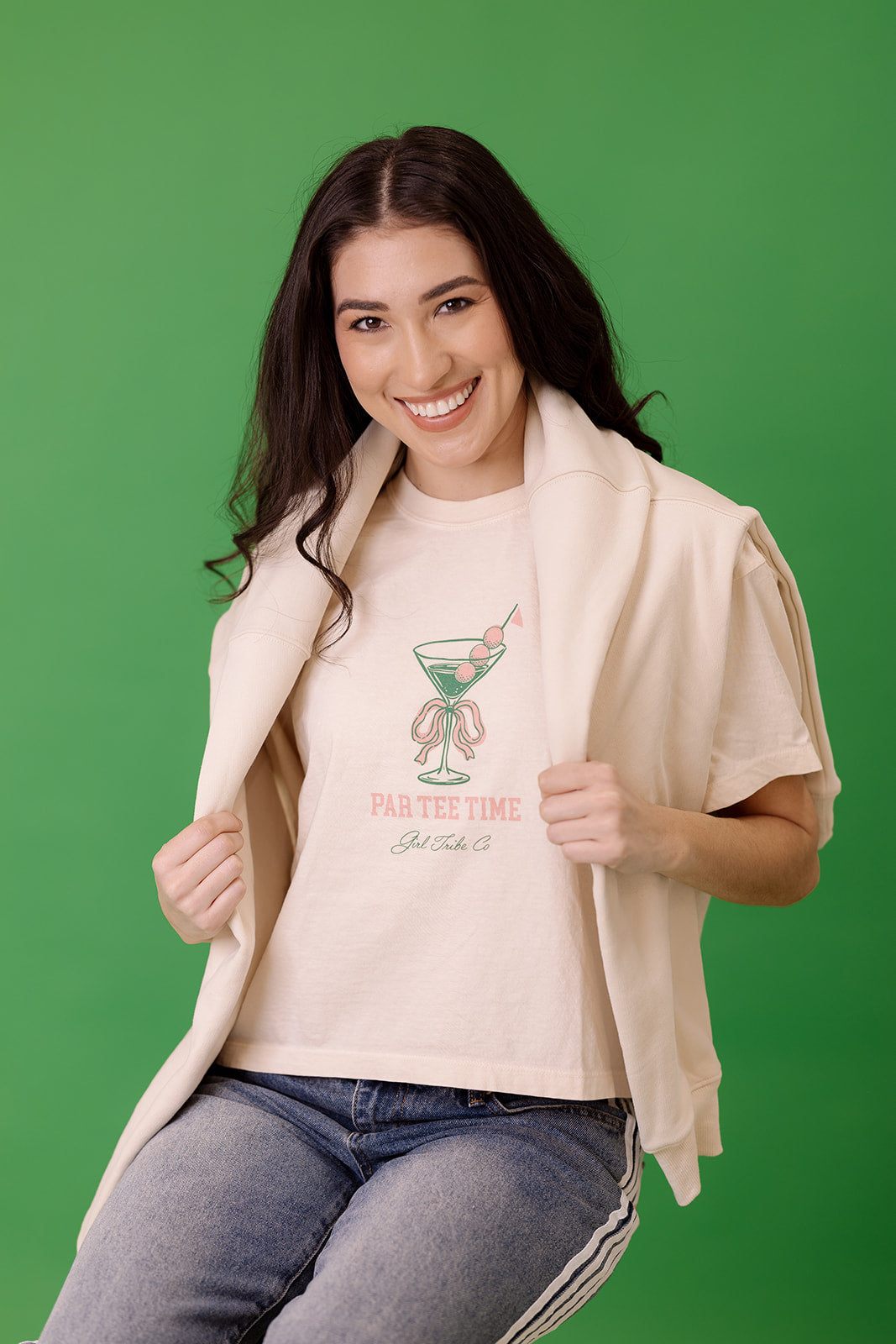 Par Tee Time Crop T-Shirt in Ivory