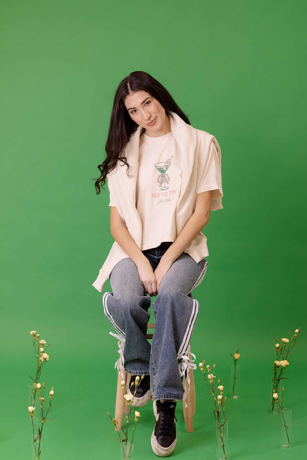 Par Tee Time Crop T-Shirt in Ivory