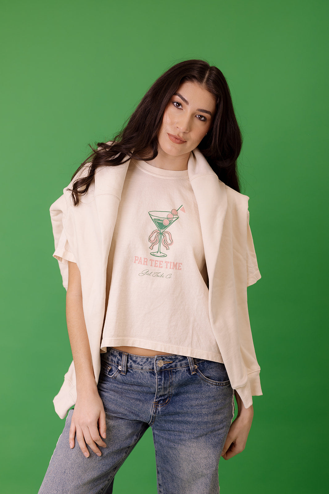 Par Tee Time Crop T-Shirt in Ivory