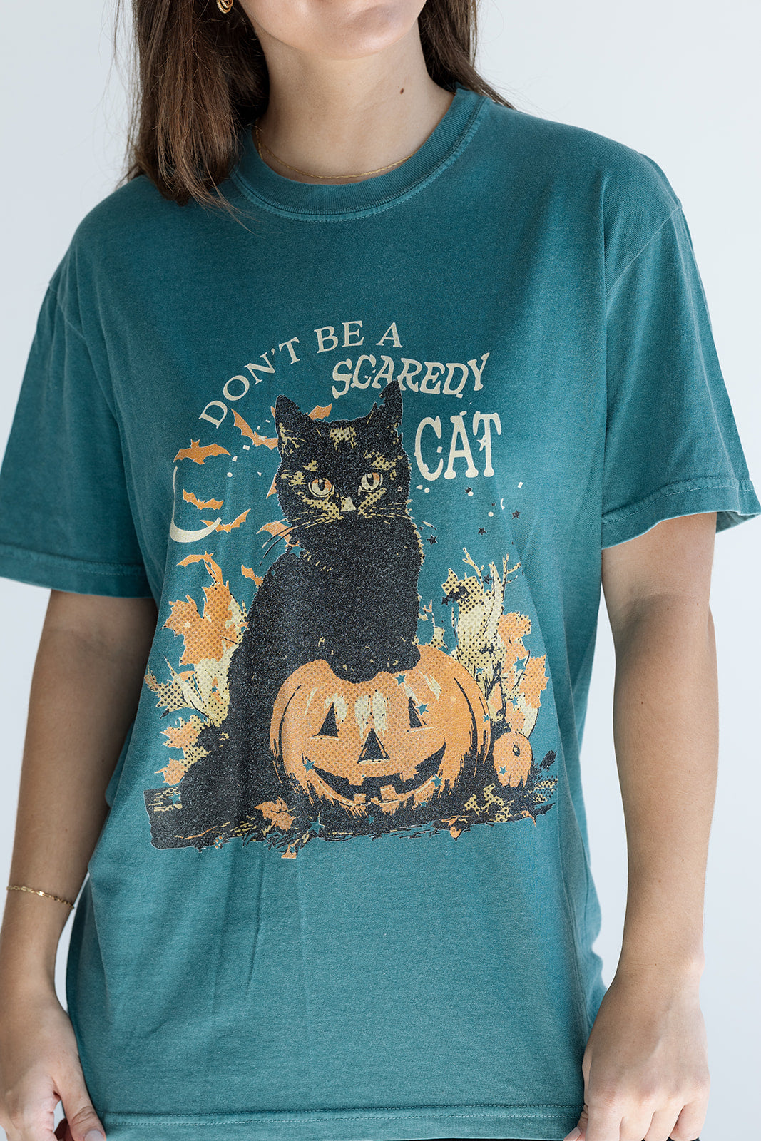 Don't Be a Scaredy Cat Tee in Emerald